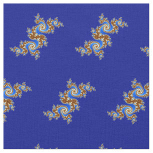 Swirly Fractal Blue Brown Fabric