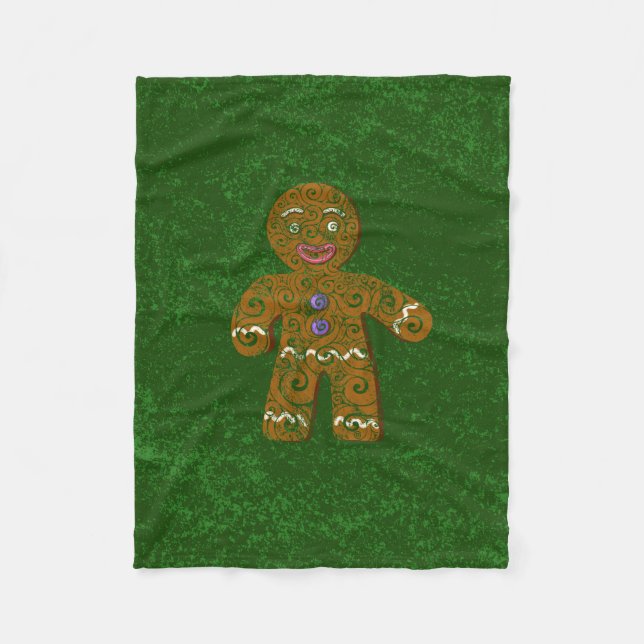 Swirly Gingerbread Cookie Fleece Blanket (Front)