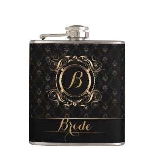 Swirly Gold Vintage Frame Hip Flask