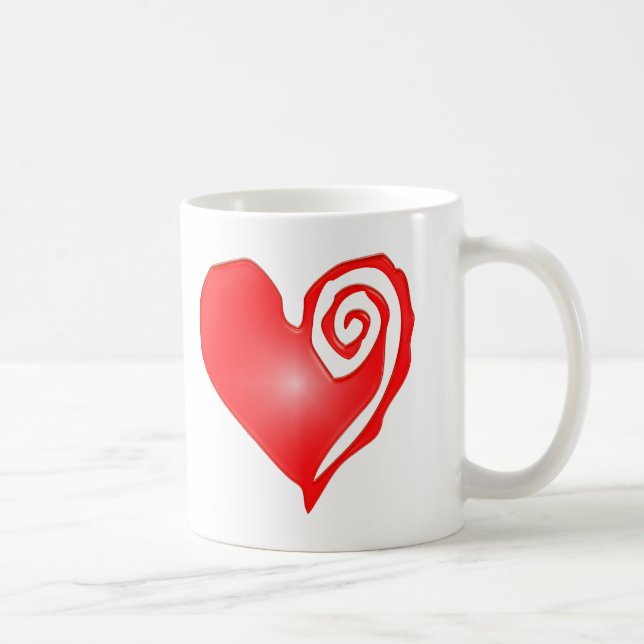 swirly heart  on black or white coffee mug (Right)