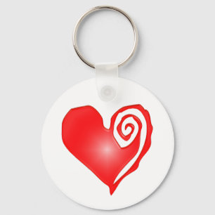 swirly heart  on black or white key ring