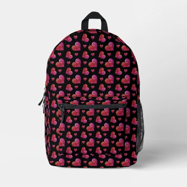 Swirly Heart Printed Backpack (Front)