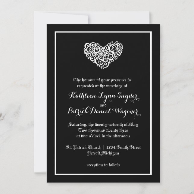 Swirly Heart Wedding - Wedding Invitation (Front)