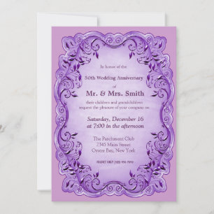 Swirly Leaf (Purple) Invitation
