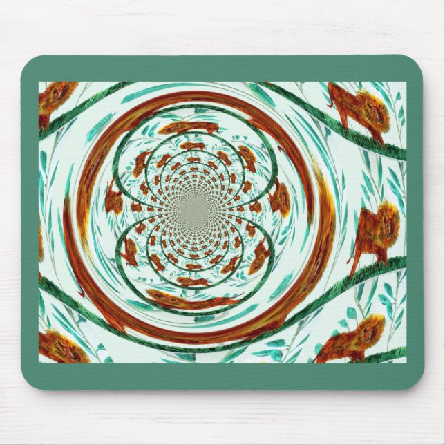 Swirly Lions Wildlife Pattern Mouse Mat (Front)