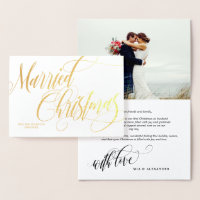 Swirly Married Christmas Wedding Photo Thank You