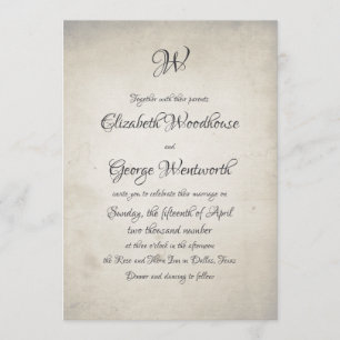 Swirly Monogram   Vintage Calligraphy Wedding Invitation