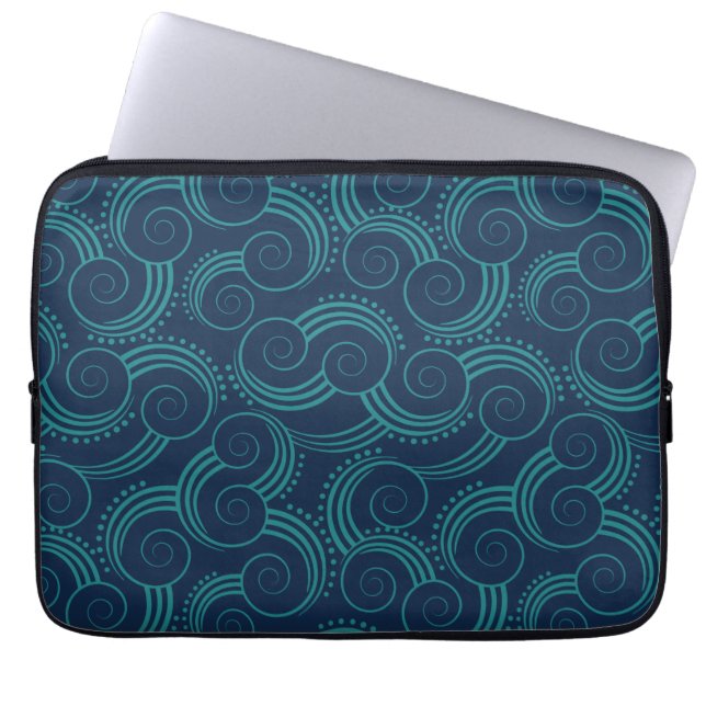 Swirly Ocean Waves Laptop Sleeve (Front)