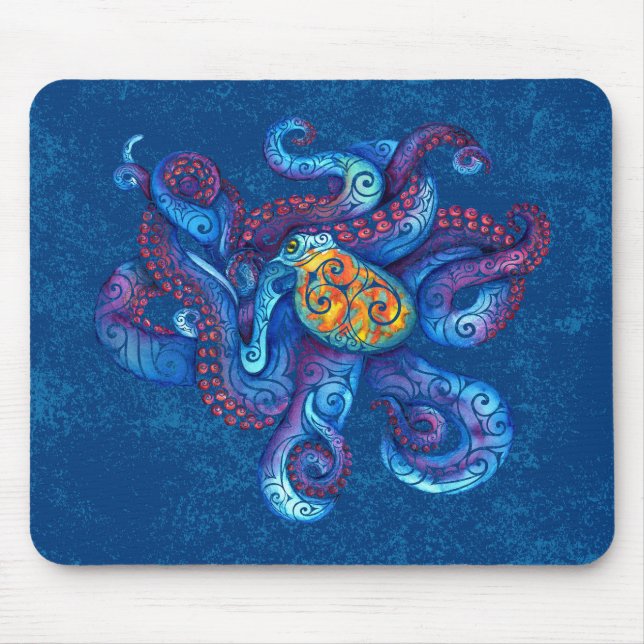 Swirly Octopus  Mouse Mat (Front)