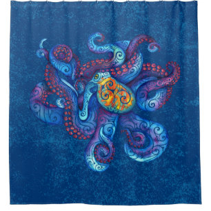 Swirly Octopus  Shower Curtain