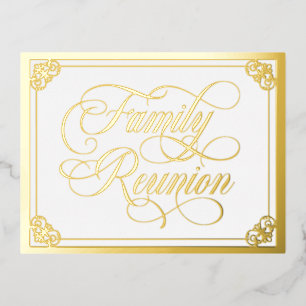 Swirly Ornate Family Reunion Gold Foil Invitation Postcard