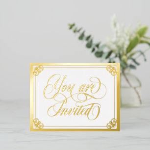 Swirly Ornate You Are Invited Wedding Foil Invitation Postcard