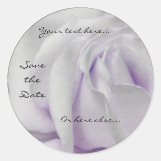 Swirly Pale White and Violet Rose Wedding Stickers