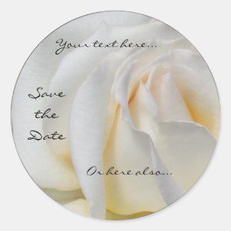 Swirly Pale White and Yellow Rose Wedding Stickers