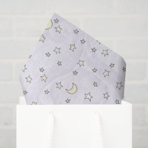 Swirly Pastel Purple Stars & Moons Tissue Paper