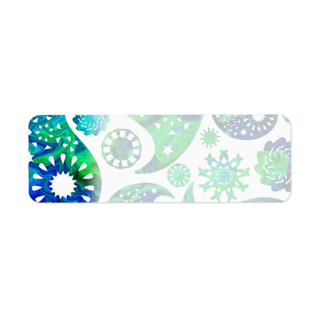 Swirly Pattern Paisley in Green and Blue. (Front)