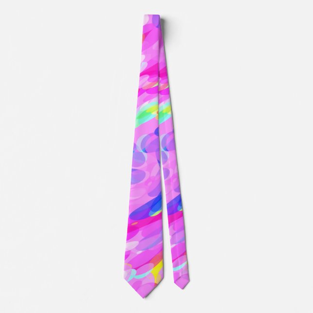 Swirly Pink Bright Bold Cheerful Neck Tie (Front)