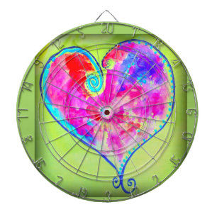 swirly pink heart dartboard