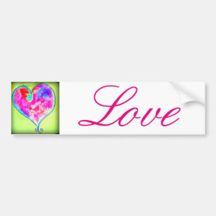 swirly pink heart love bumper sticker