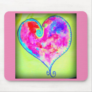 swirly pink heart mouse mat