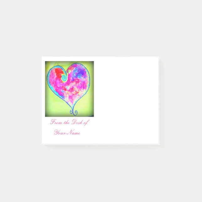 swirly pink heart post-it notes (Front)