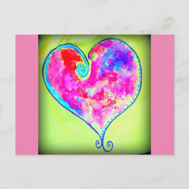 swirly pink heart postcard (Front)