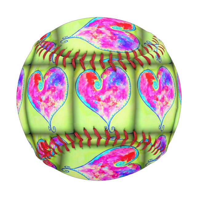 swirly pink hearts baseball (Front)