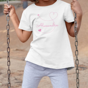 Swirly Pink Hearts Custom Name Toddler T-Shirt