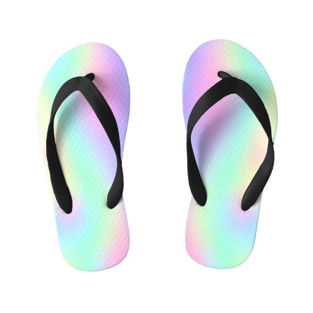 Swirly Rainbow Gradient Kid's Flip Flops (Footbed)