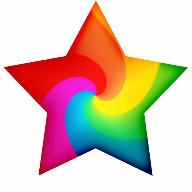 Swirly Rainbow Stars Photo Sculpture Decoration (Front)