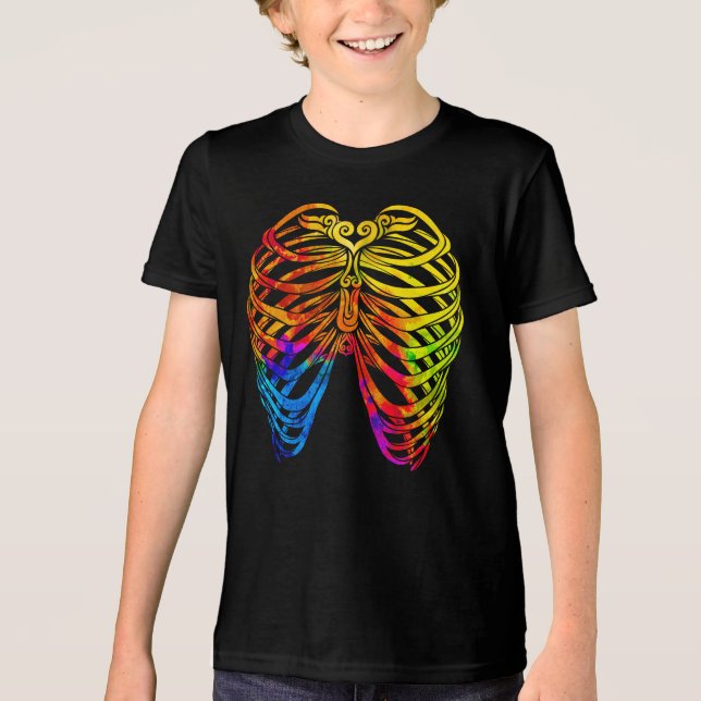 Swirly Ribcage (colour)  Tri-Blend Shirt (Front)