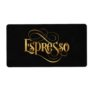 Swirly Script Calligraphy Espresso Gold on Black