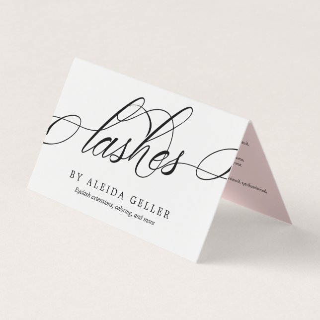 Swirly Script Lash Artist Aftercare Business Card (Front)