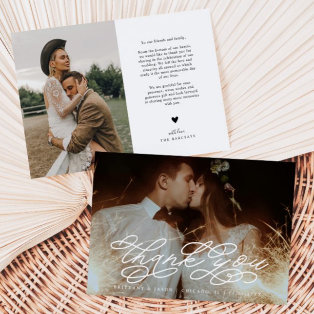 Swirly Script Wedding Thank you Photo Card (Creator Uploaded)