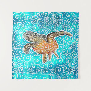 Swirly Sea-Turtle Tapestry