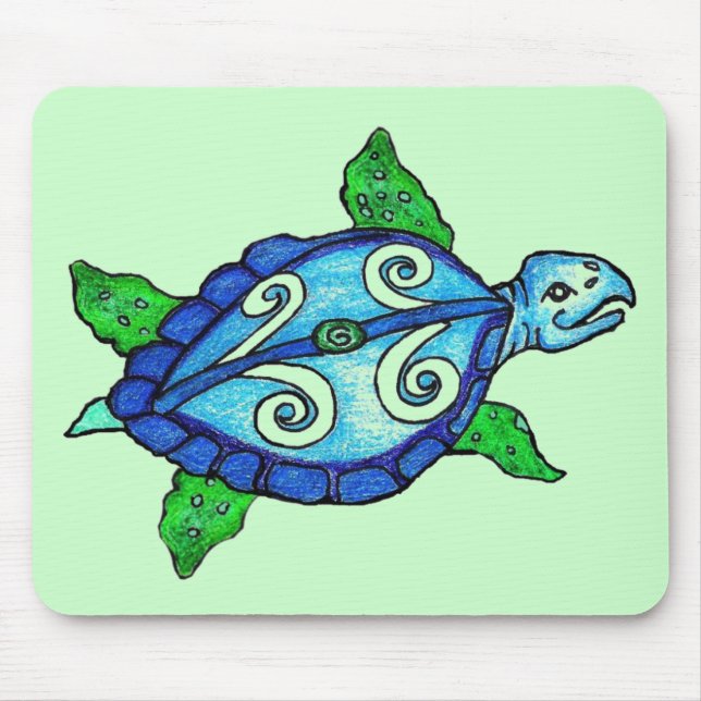 Swirly Sea Turtles Mouse Mat (Front)