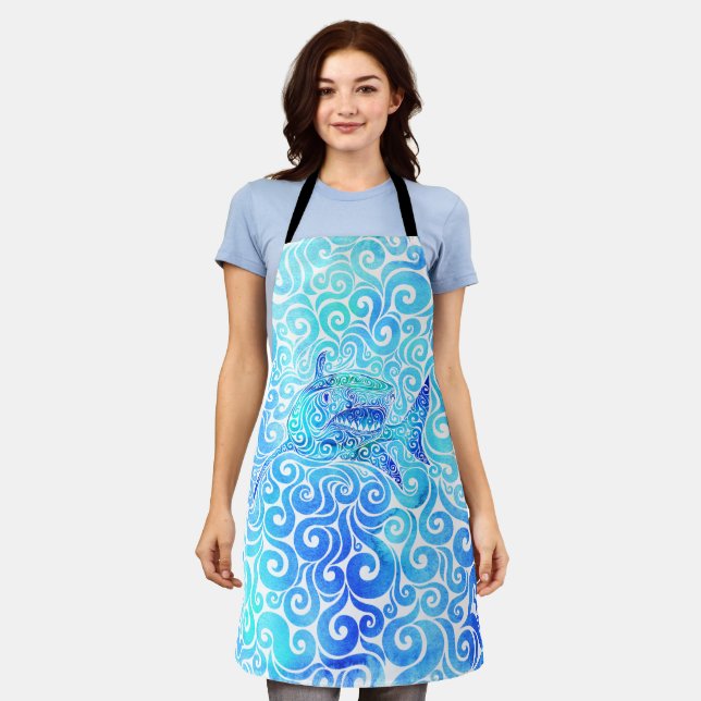 Swirly Shark Apron (Worn)