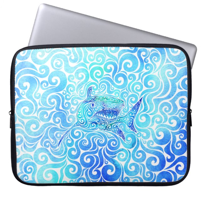Swirly Shark Laptop Sleeve (Front)