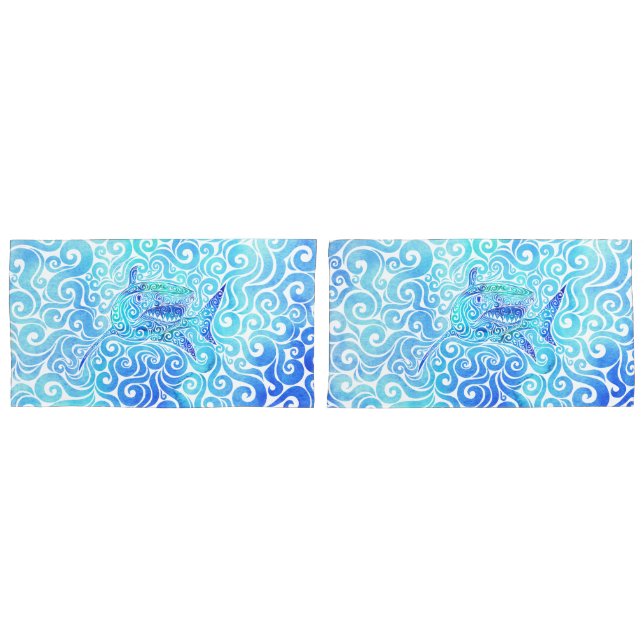 Swirly Shark Pillowcase (Front-Set)