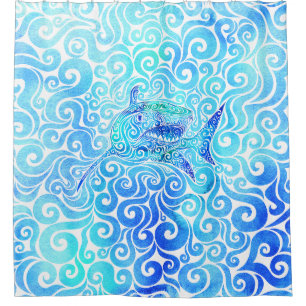 Swirly Shark Shower Curtain
