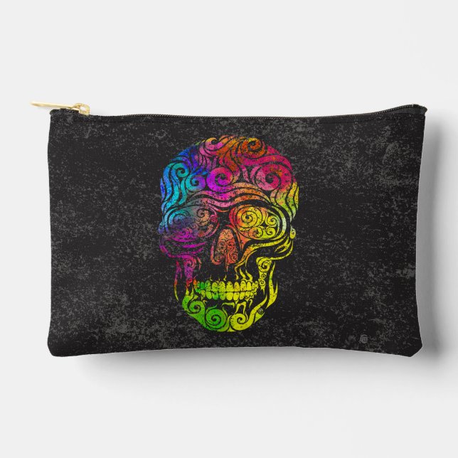 Swirly Skull  (colour) Accessory Pouch (Front)