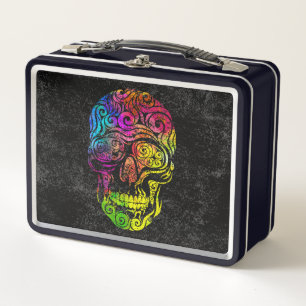Swirly Skull (colour) Metal Lunch Box