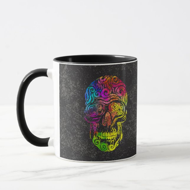 Swirly Skull  (colour) Mug (Left)