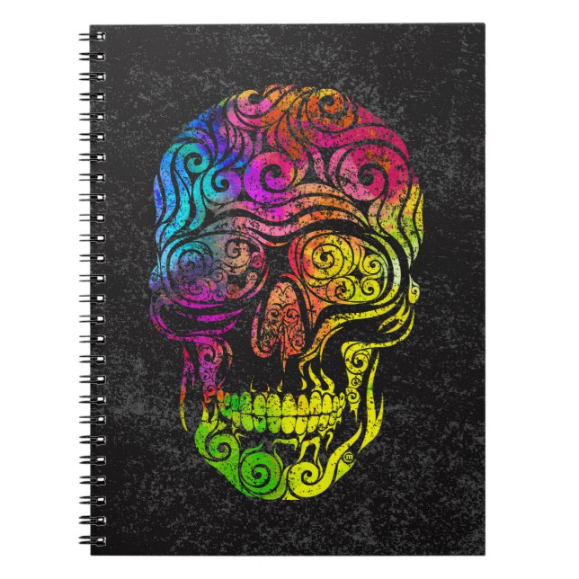 Swirly Skull  (colour) Notebook (Front)