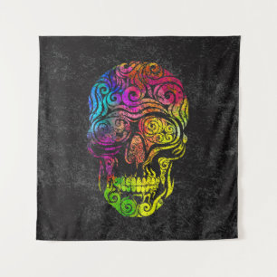 Swirly Skull (colour) Tapestry
