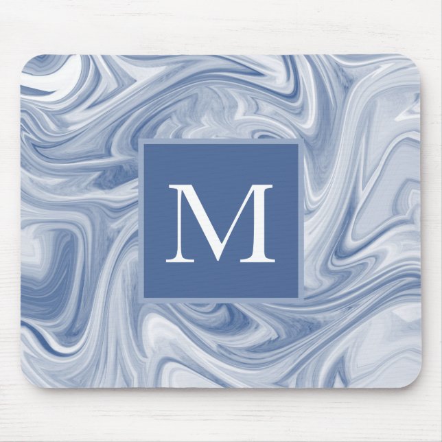 Swirly Slate Blue Abstract Mouse Mat (Front)