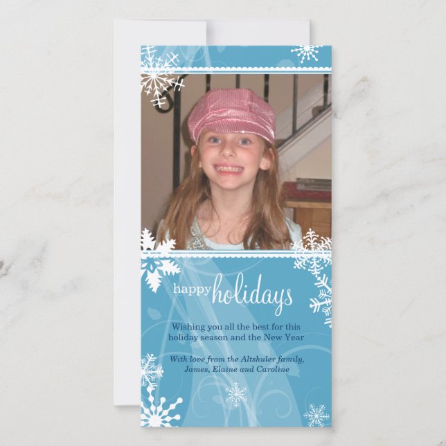 Swirly Snow Holiday Photo Card (Front)