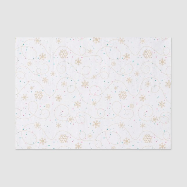 Swirly Snowflake with Snow Dots Holiday Tissue Paper (Front)