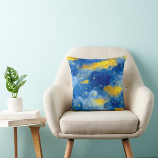Swirly stars and sky abstract cushion
