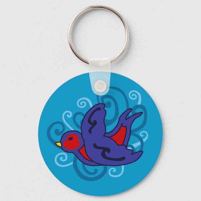 Swirly Swallow Key Ring (Front)